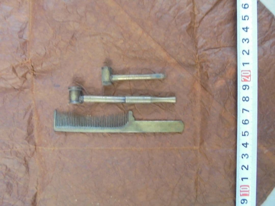 AKa6145　古銅　煙管　櫛　セット