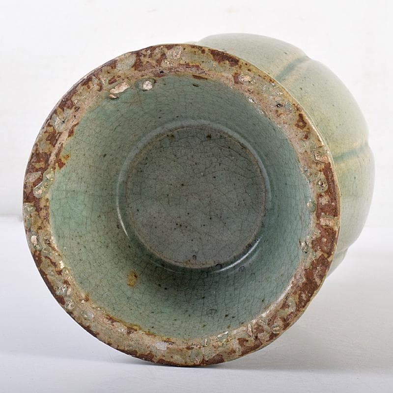 朝鮮美術　高麗青磁　瓜形　花口瓶　高さ約30㎝　F　R7572B