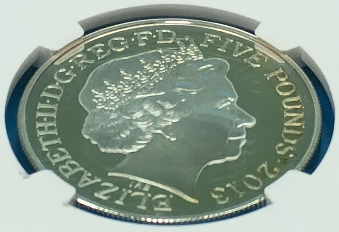 2013 エリザベス女王 戴冠60周年記念 5ポンド 銀貨 NGC PF68UC