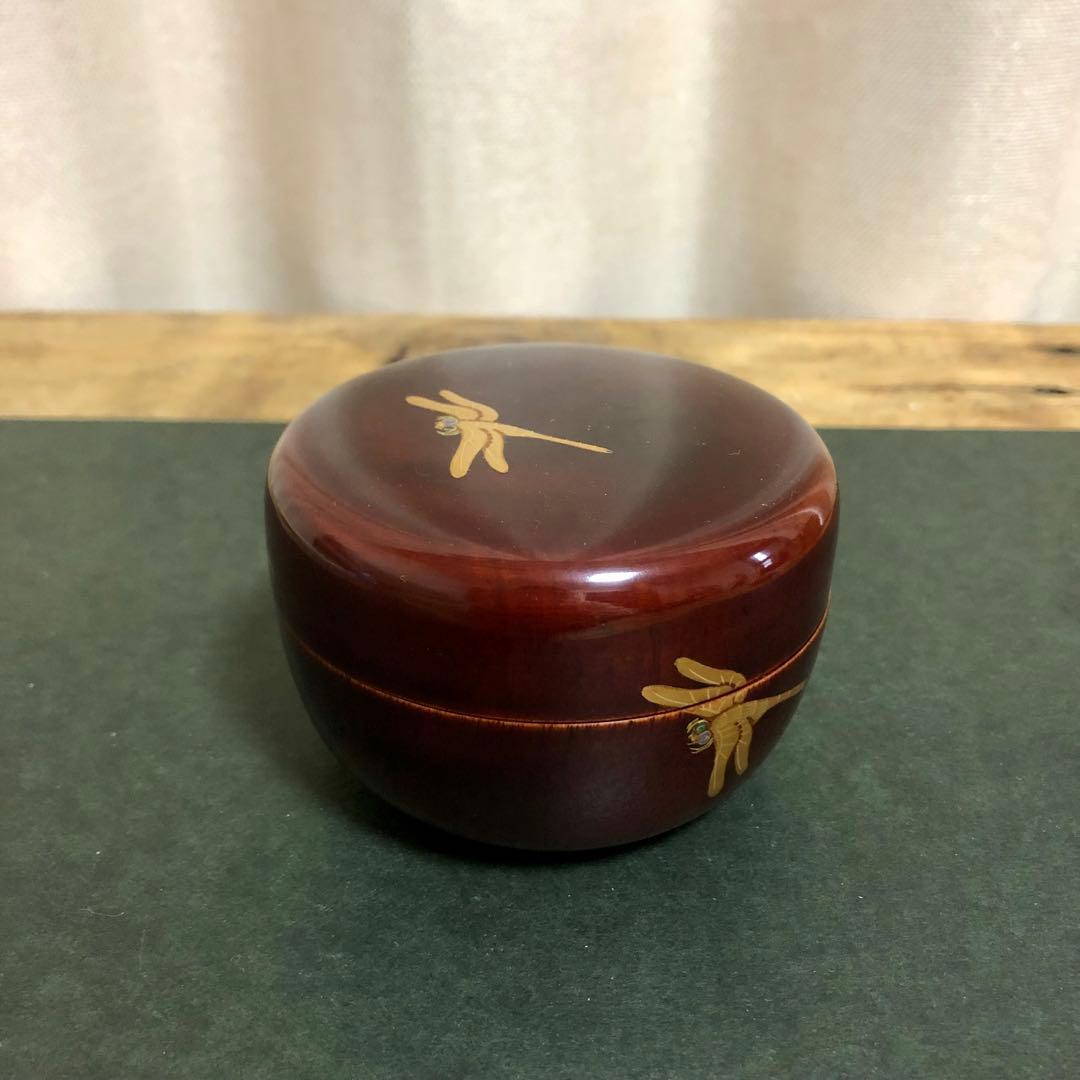和田瑾斎 蜻蛉蒔絵平棗 共箱 茶道具