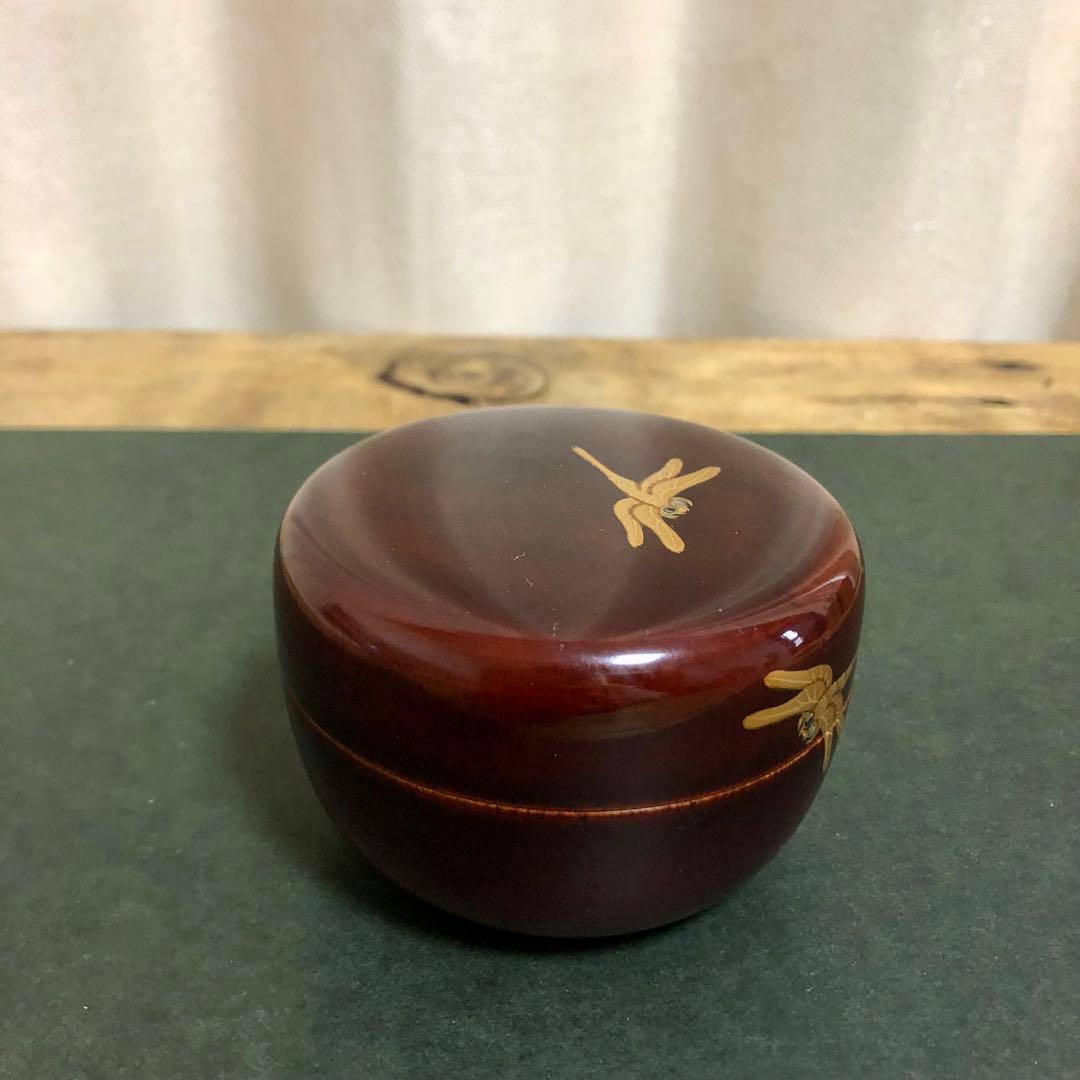 和田瑾斎 蜻蛉蒔絵平棗 共箱 茶道具