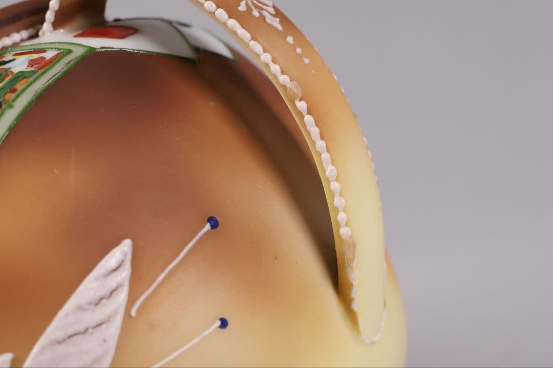 【CM322】オールドノリタケ トランプ スリーハンドル 葉巻入れ 蓋物 盛上