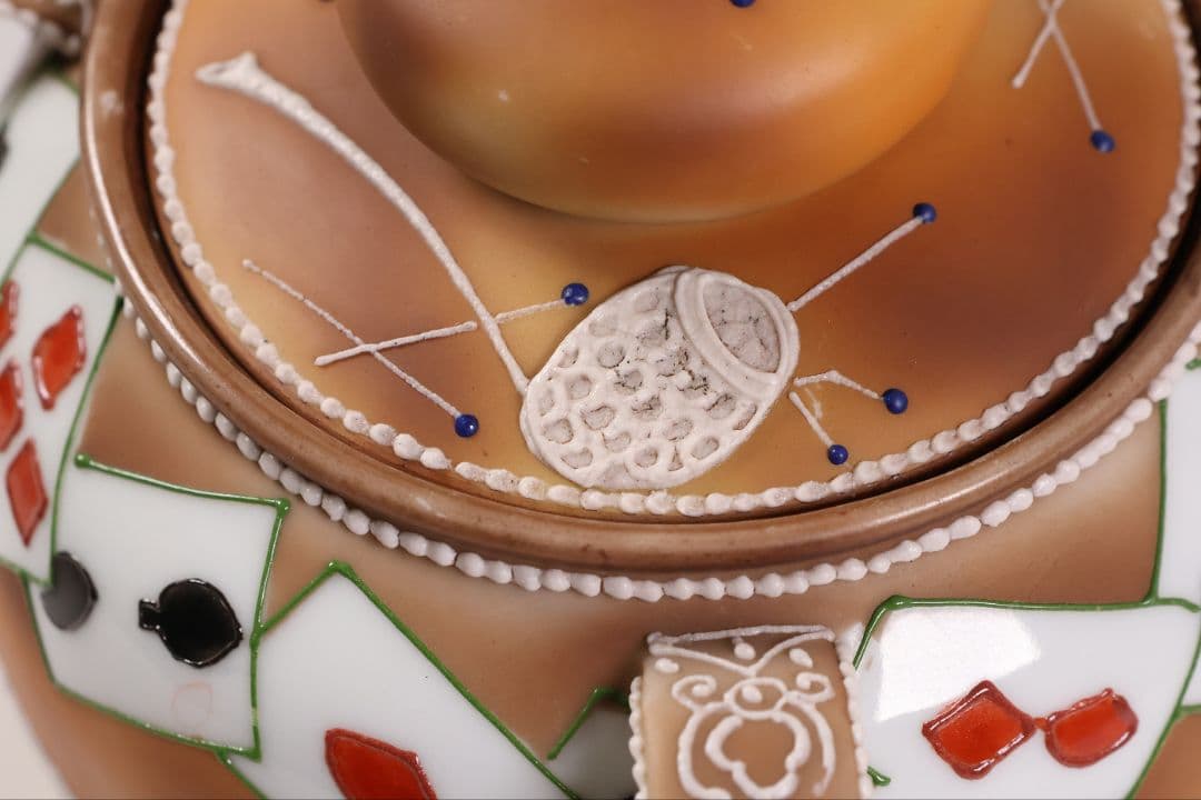 【CM322】オールドノリタケ トランプ スリーハンドル 葉巻入れ 蓋物 盛上