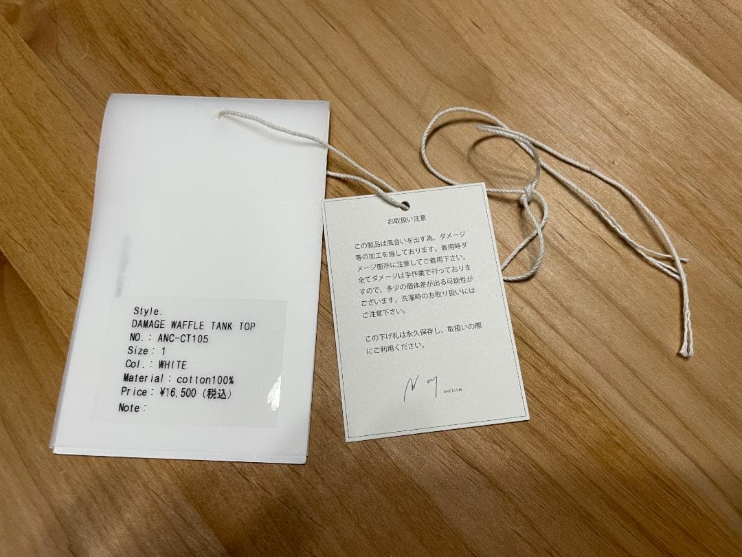 トップス ANCELLM 25SS DAMAGE WAFFLE TANK TOP 1