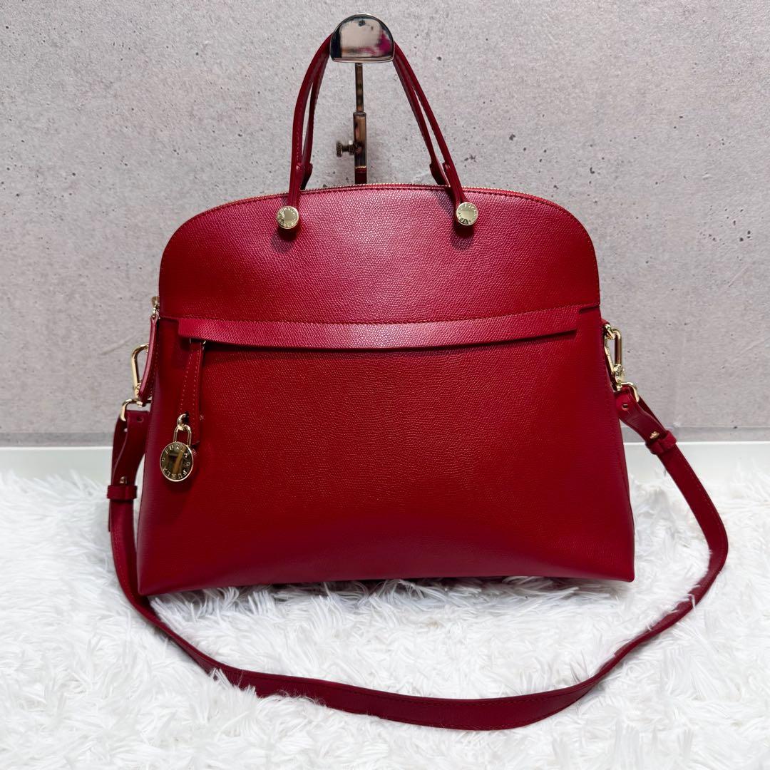 極美品✨ フルラ　パイパー　2way ショルダーバッグ　トートバッグ　赤系