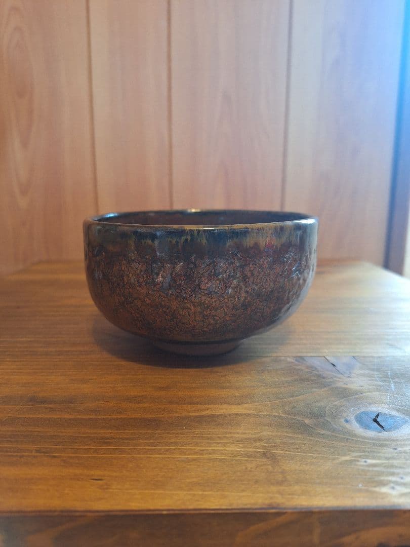 天目茶碗　赤茶　 抹茶碗　茶道具　お碗　飴釉　陶器　器　茶器　茶道　作家不明