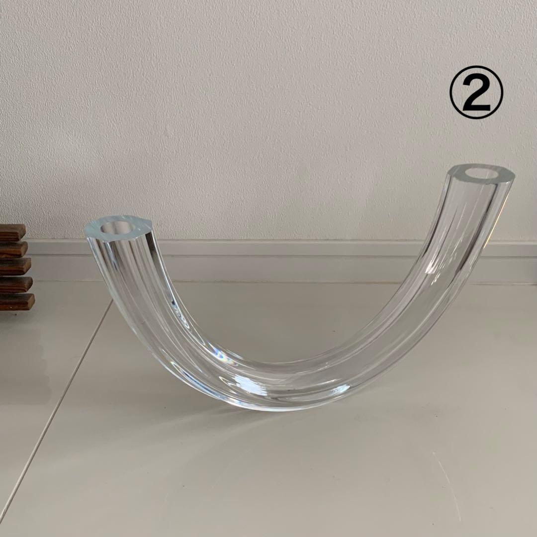 クリスタルガラス U字型花瓶② 変形花器　池坊　草月　生け花　華道　オブジェ