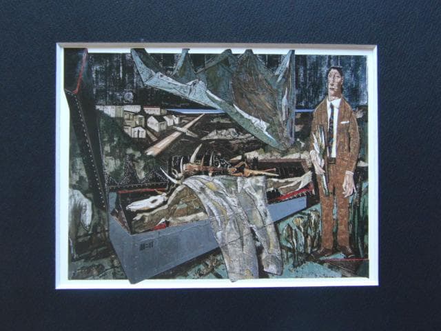 玉川信一、【灰の箱】、希少な画集画、新品高級額・額装付