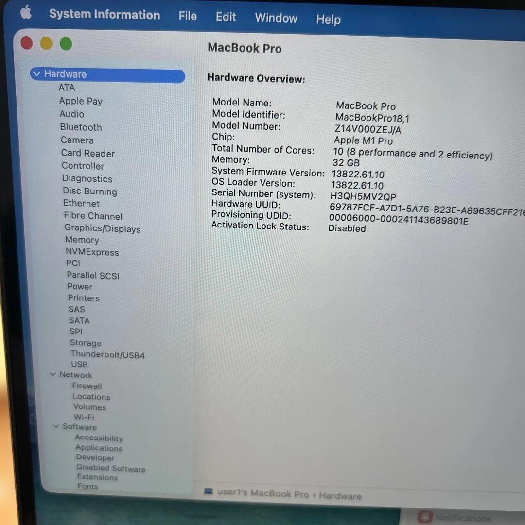 極美品MacBookPro 16インチ M1 32GB500GB 16core