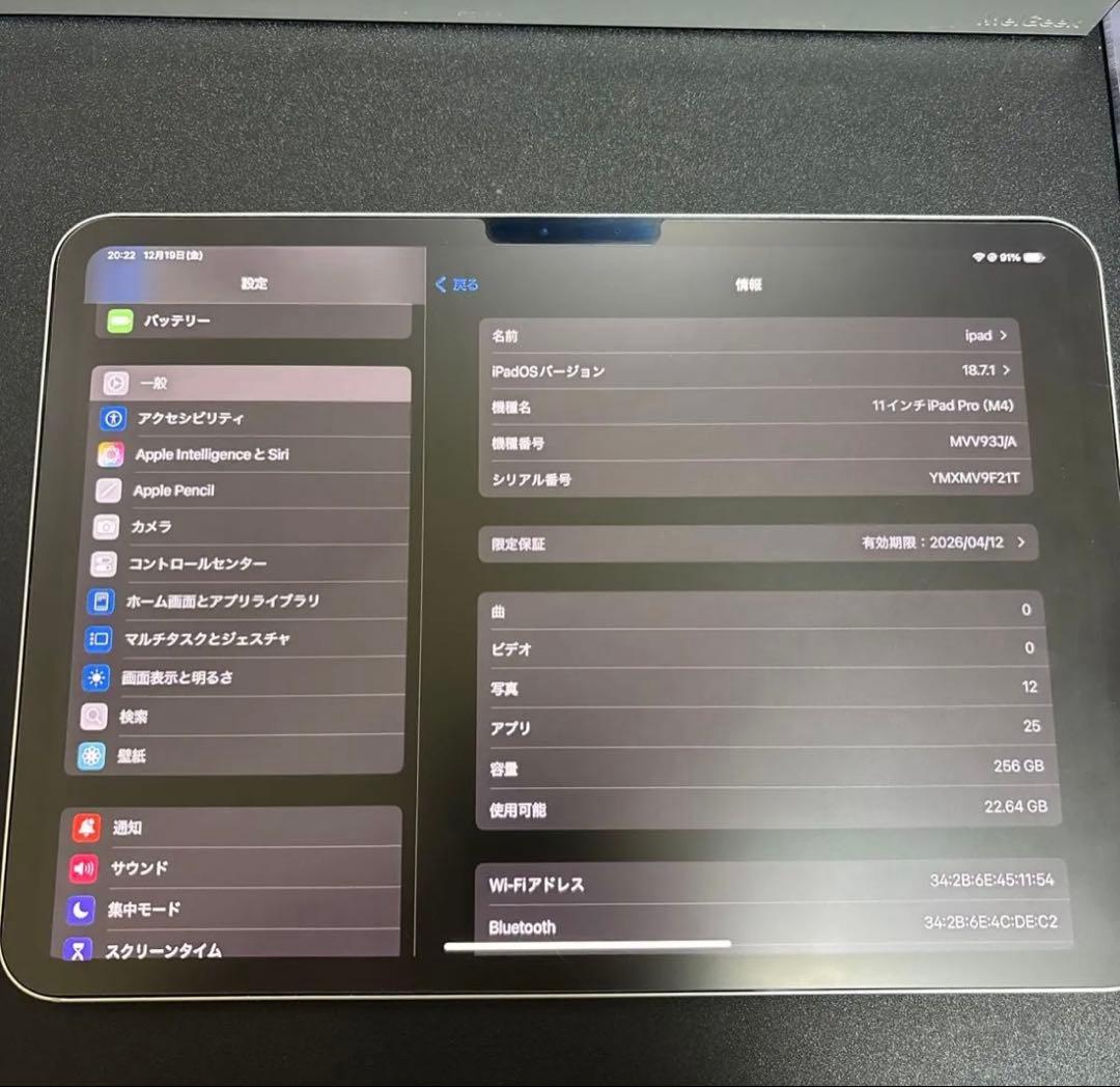 Apple iPad Pro 11インチ M4 256GB シルバー　Wi-Fi