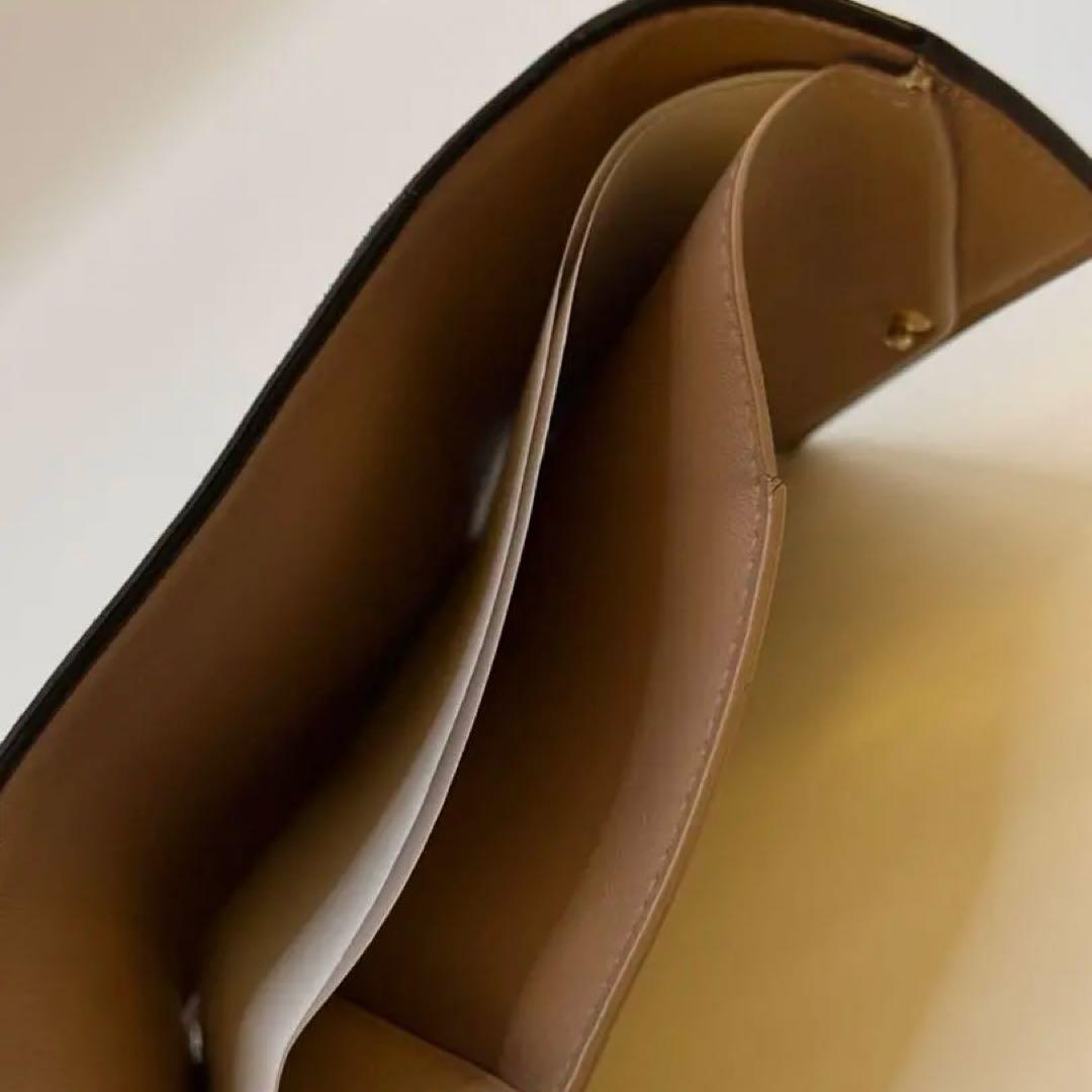 TIFFANY&Co. Tウォレット　三つ折り財布 レザー ブラック ピンク