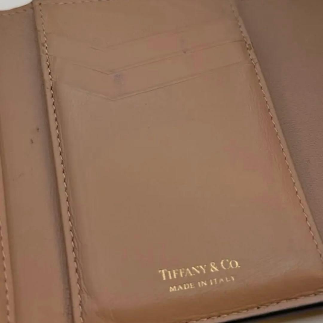 TIFFANY&Co. Tウォレット　三つ折り財布 レザー ブラック ピンク