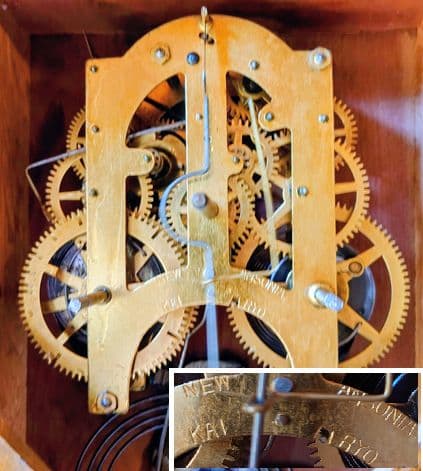 〈完動・美品〉頭丸巻物形ゼンマイ振り子時計　アンティーク古時計