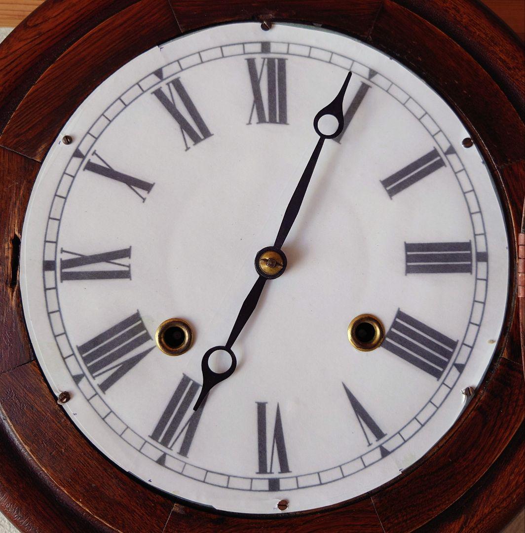 〈完動・美品〉頭丸巻物形ゼンマイ振り子時計　アンティーク古時計