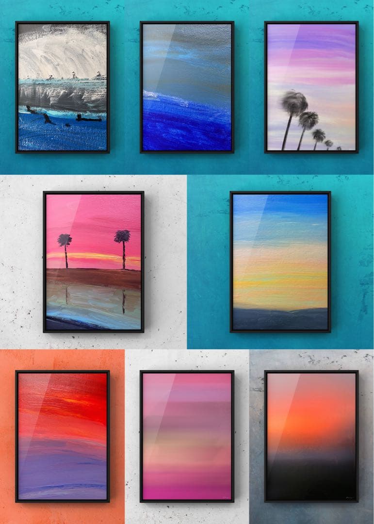 原画/抽象画/モダンアート/現代アート/アクリル画 TWILIGHT 海 空