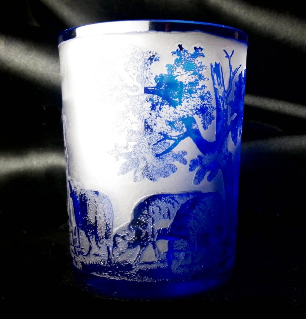 【稀少】オールドバカラ 色被せ重厚グラス タンブラーゴブレ 羊飼いの少年