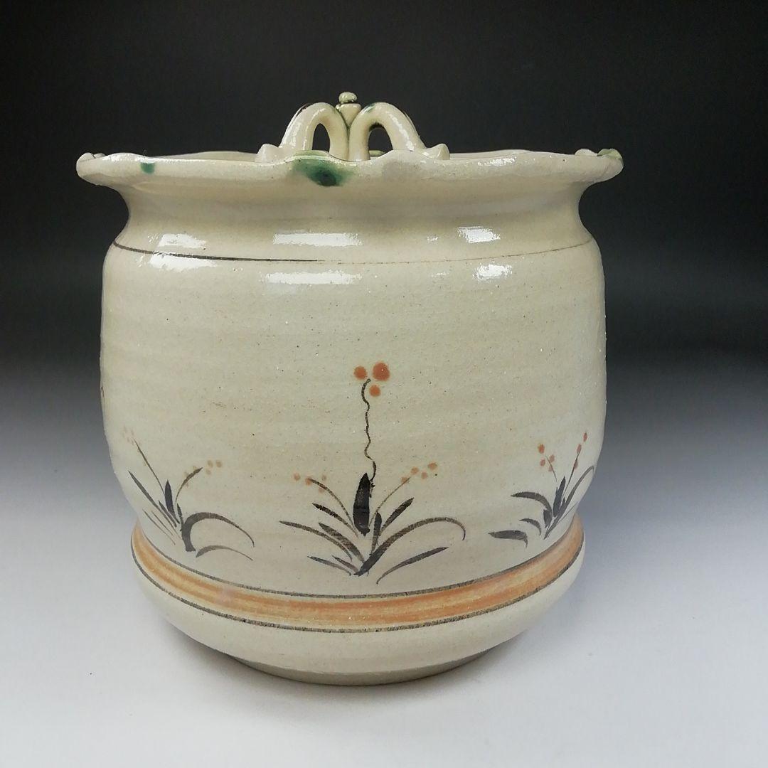 Ｔ１９２　水指　『弥七田織部』『桃山窯　林英仁』　共箱　茶道具