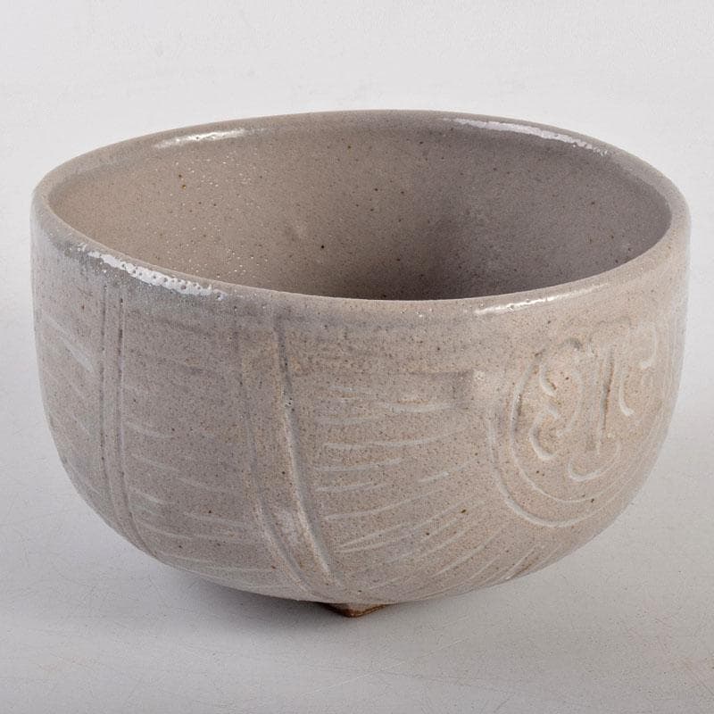 茶道具　萩焼　人間国宝　十代　三輪休雪作　俵鼠茶碗　共箱　M　R4882