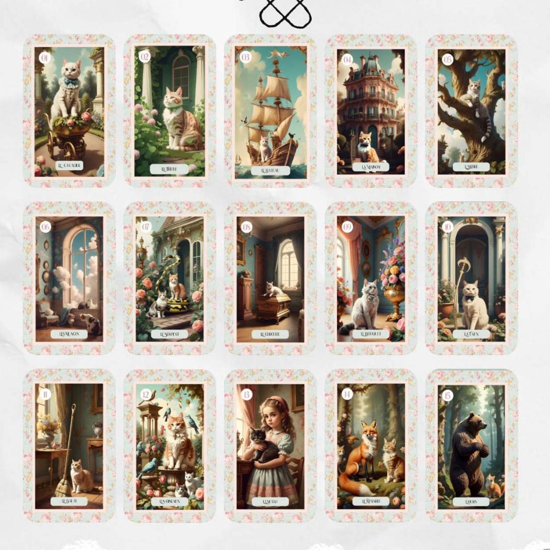 入荷1点のみ✨スペイン作家のキュートデッキ✨柔らか猫ちゃんのルノルマンカード