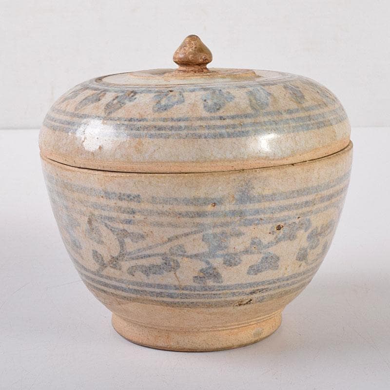 タイ古陶磁　スンコロク　宋胡録　蓋物　三彩亭　硲伊之助極め箱　M　R7936