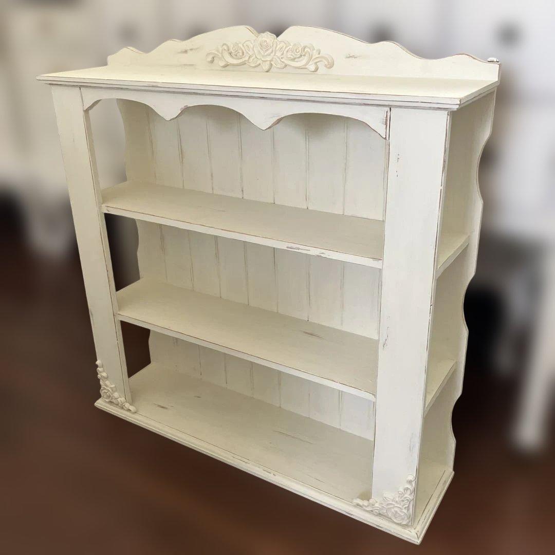 フレンチシャビー風 飾り棚 オープンラック 薔薇