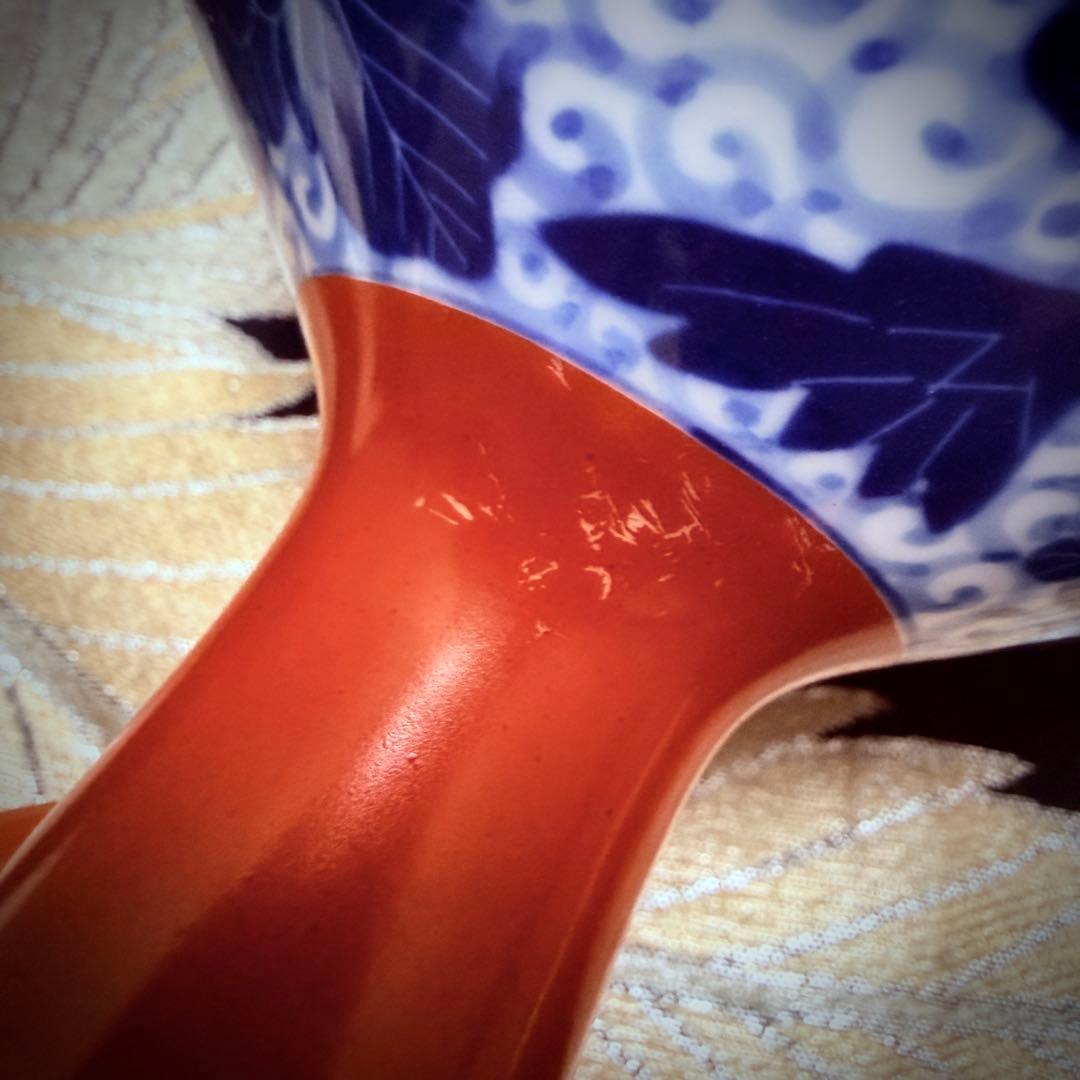 有田焼　香蘭社　オールド　朱　染付　花瓶