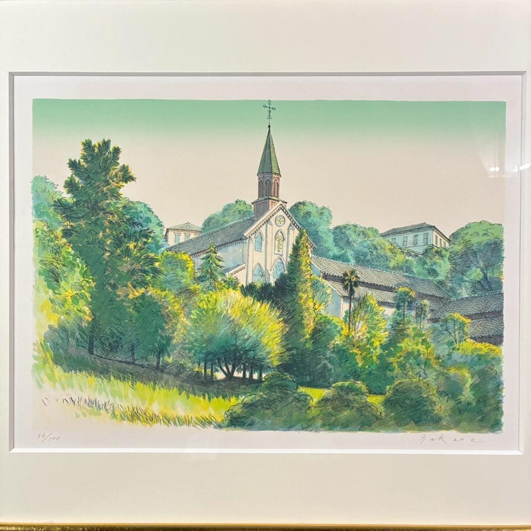 美品 中根寛 石版画集「塔の四季」リトグラフ 直筆サイン入り 全5枚揃 額縁付属