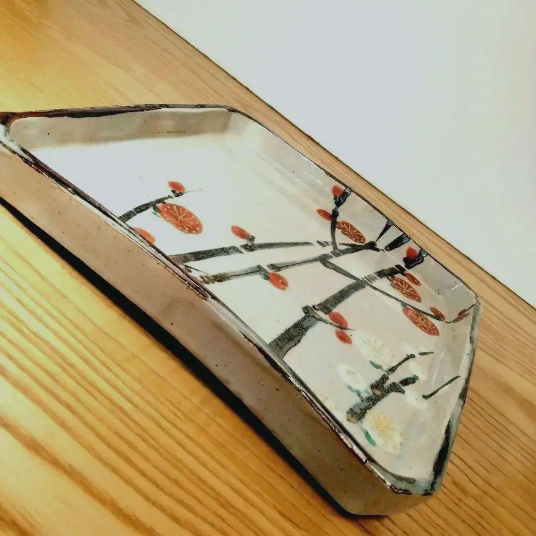 ☆ 人間国宝 加藤卓男 紅白梅四方皿