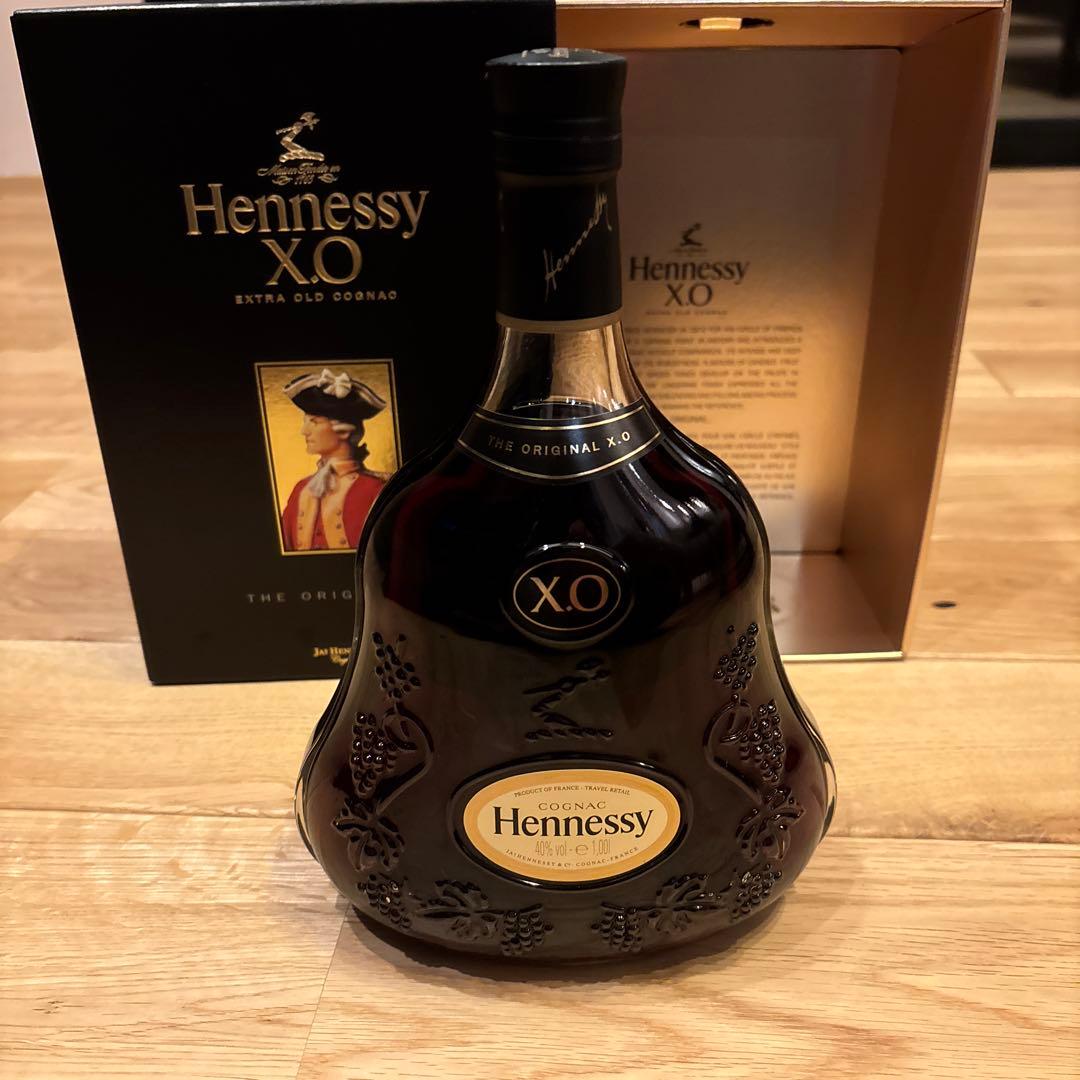 未開封 Hennessy クリアボトルXO 黒キャップ1L ギフトボックス入り