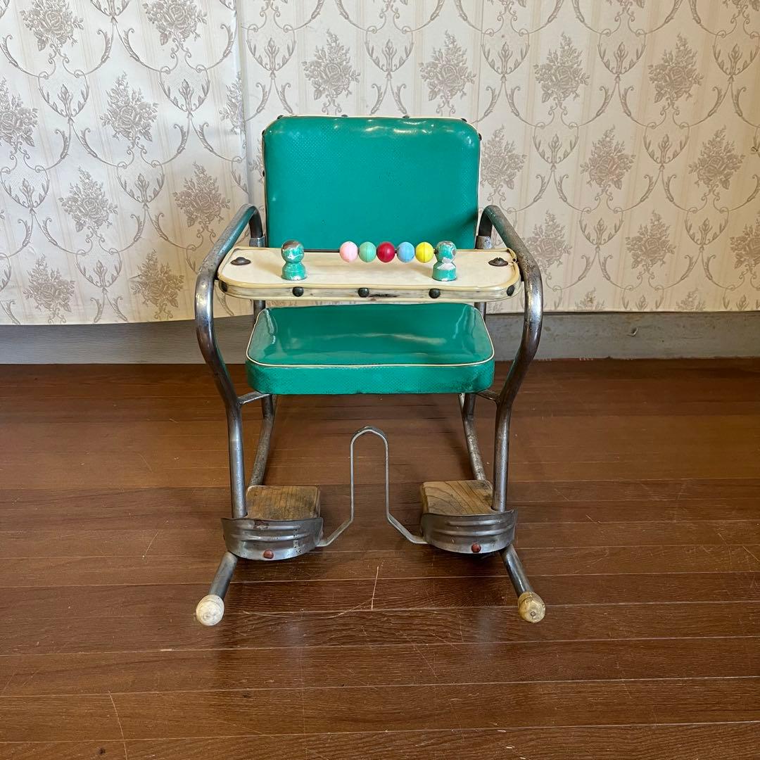 【アンティーク】昭和レトロ ロッキングベビーチェア 赤ちゃん椅子 遊具付き