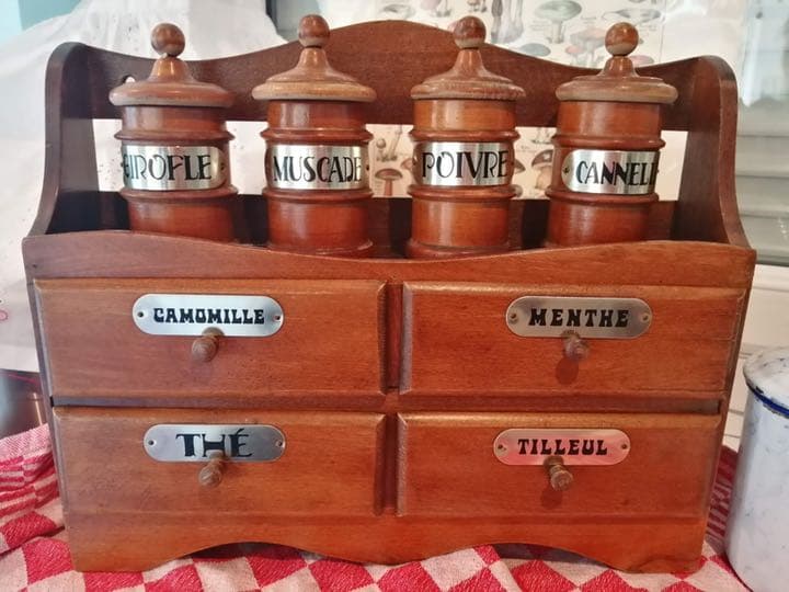 1960年代 木製スパイス・ハーブラック フランスヴィンテージ