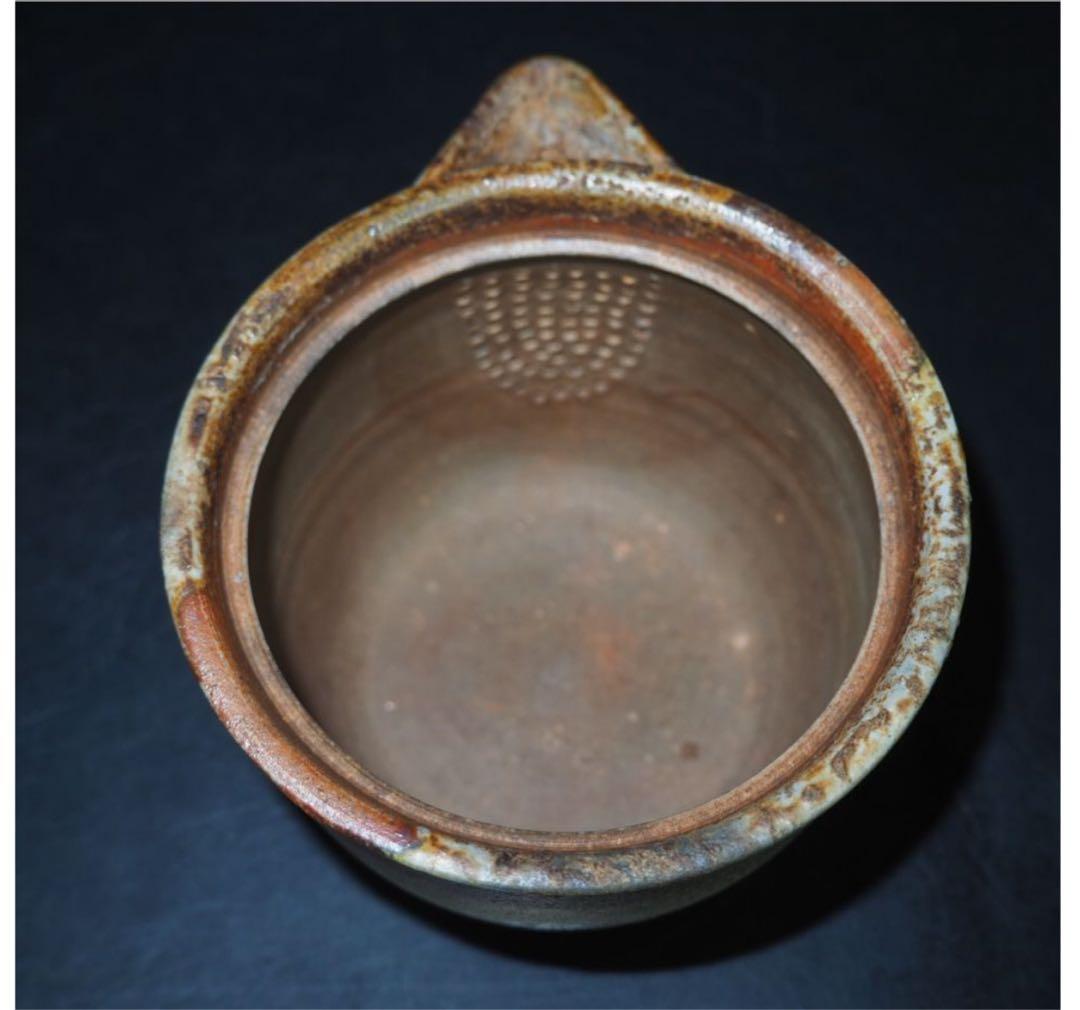 送料無料　時代備前焼『一楽』作　窯変泡瓶・宝瓶・急須　時代物　煎茶道具