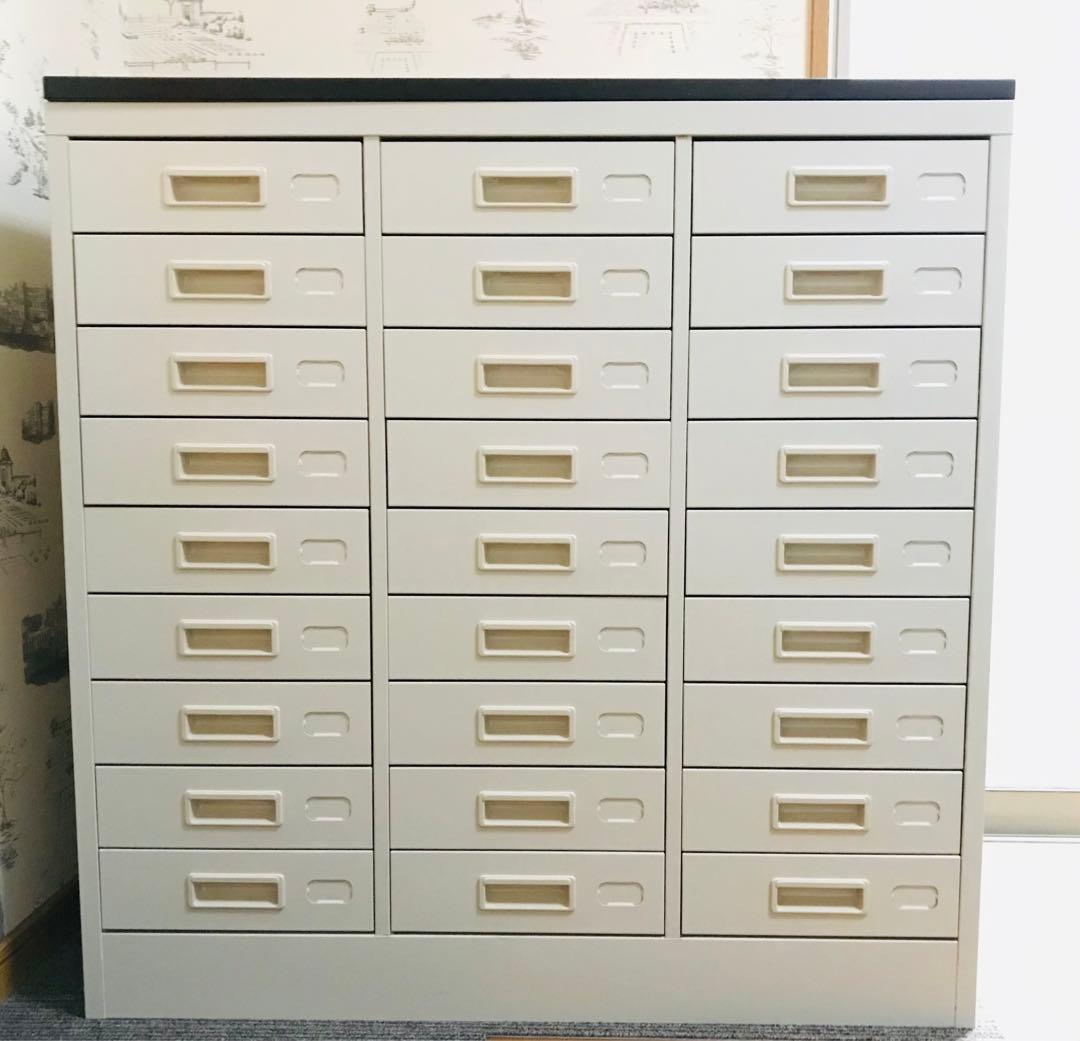 【こ*ん】多段スチール製キャビネット 27杯引き出し A4収納/天板付き