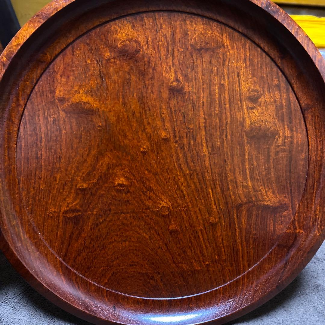花梨　玉杢　浅盆　盆　トレー　30cm