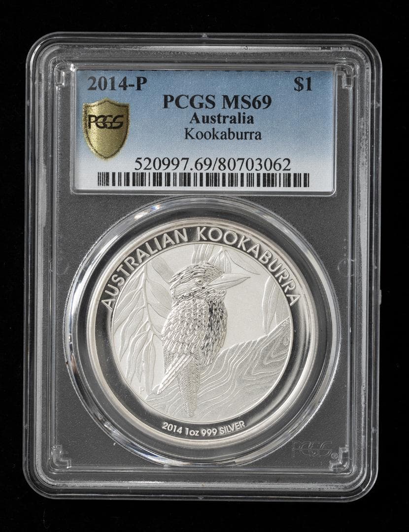準最高鑑定　PCGS MS69 オーストラリア ワライカワセミ 銀貨 2014
