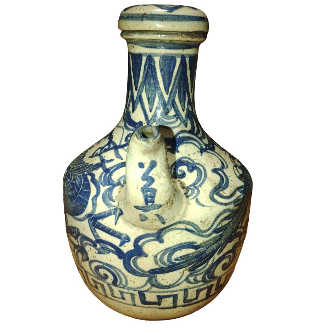 越後民窯?　道八銘　雲龍文染付水注