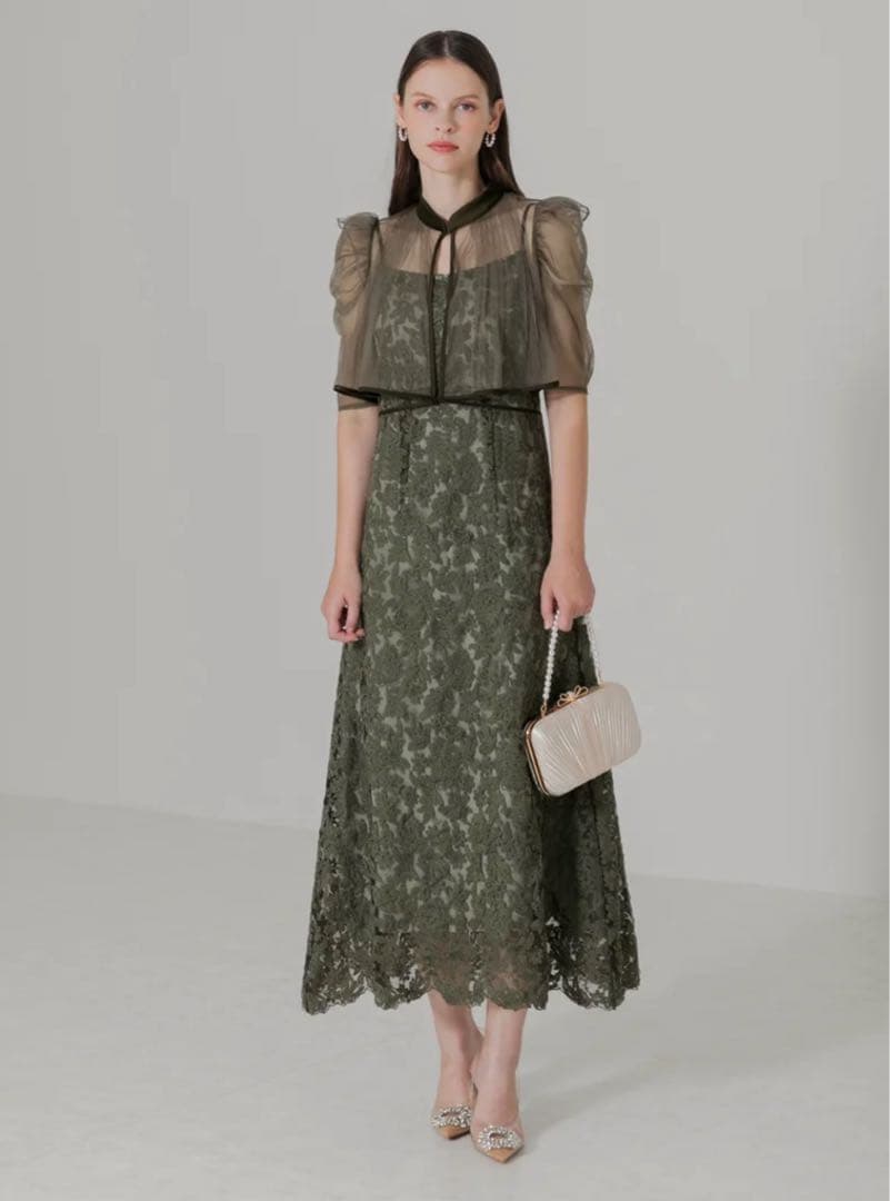 leja ドレス レース オケージョン グリーン シースルー