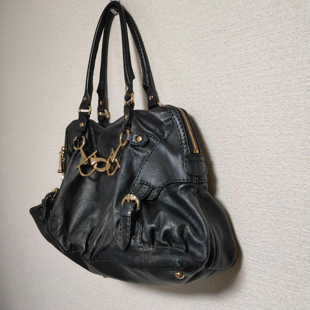 新宿高島屋購入 ホースビット ハンドバッグ レザー 黒