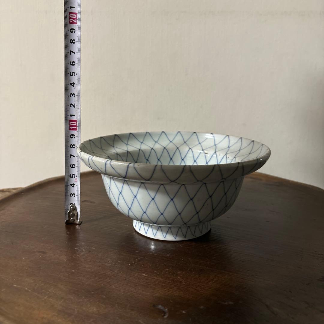 古伊万里網目文　染付鉢1点　江戸時代　骨董　アンティーク　白磁　検:李朝