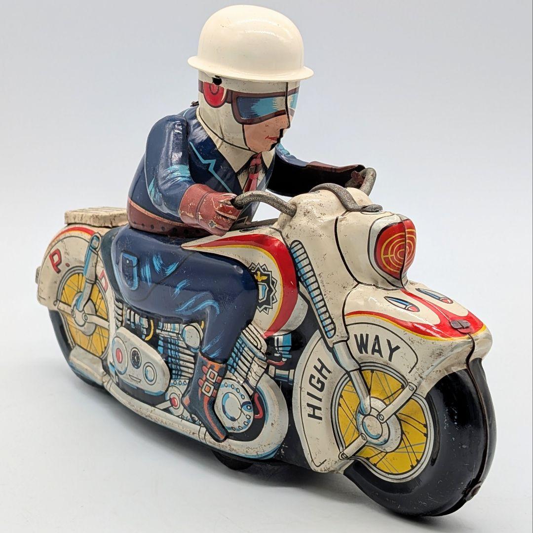 レトロホビー アサヒ玩具 ハイウェイP.D.ポリス ブリキ フリクションバイク