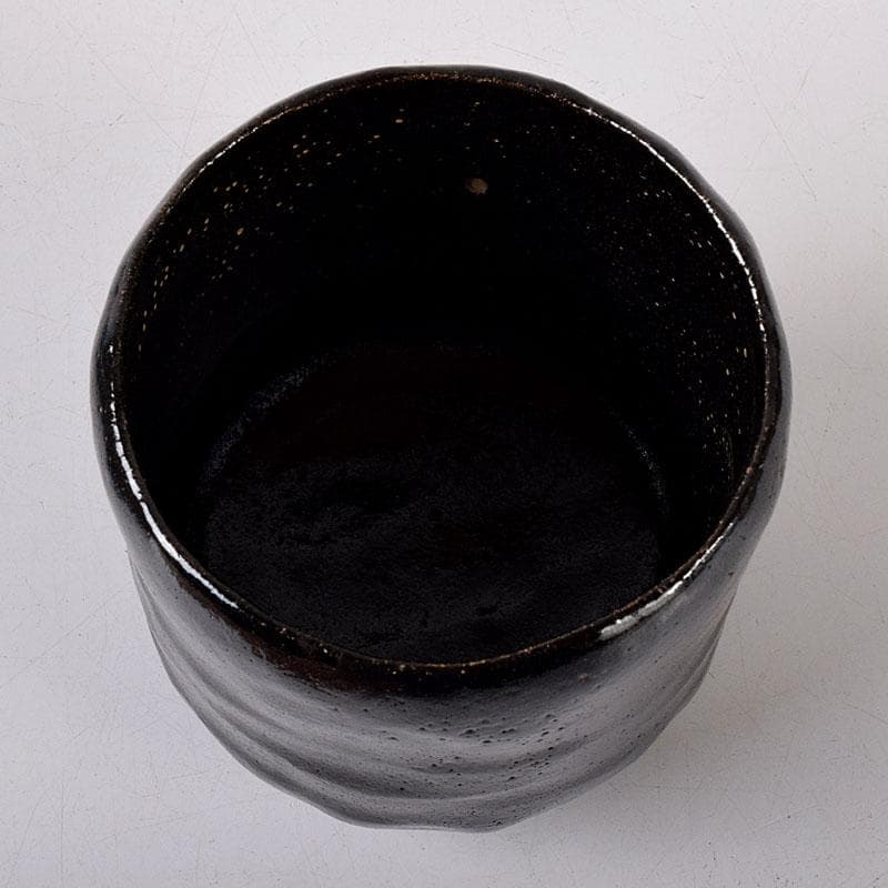 HCM　茶道具　伊東陶山造　黒楽筒茶碗　共布共箱　V　R8149