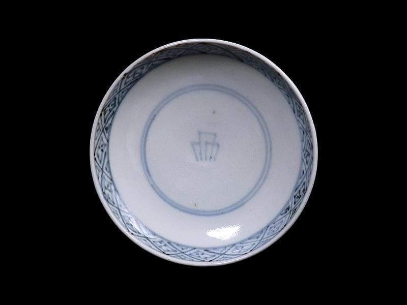 古伊万里　染付　雪輪紋の図　蓋茶碗　E857AS-fbpz