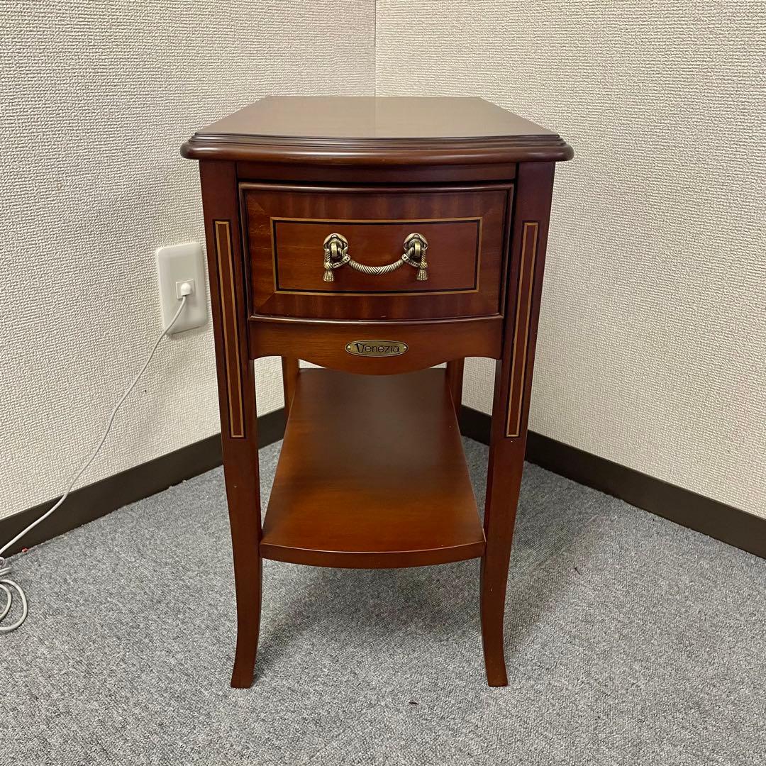 【良品】Venezia サイドテーブル 引出し付 クラシック調