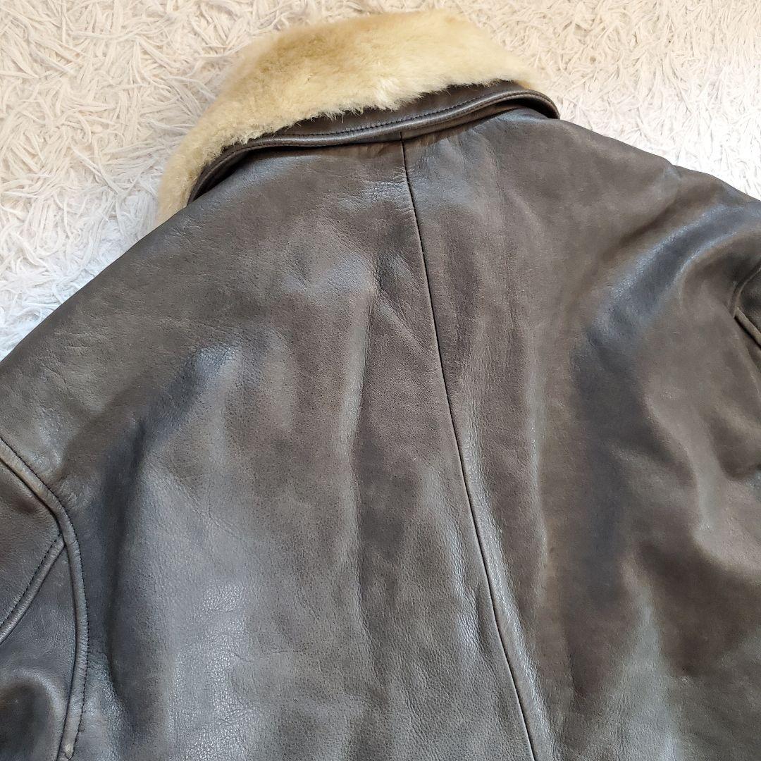 ファー付 レザージャケット 本革ライダース 裏地キルティング XL