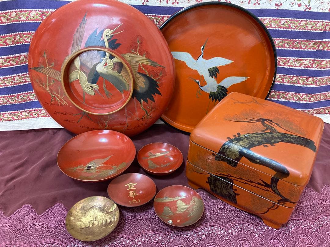 昭和アンティーク漆器8点セット