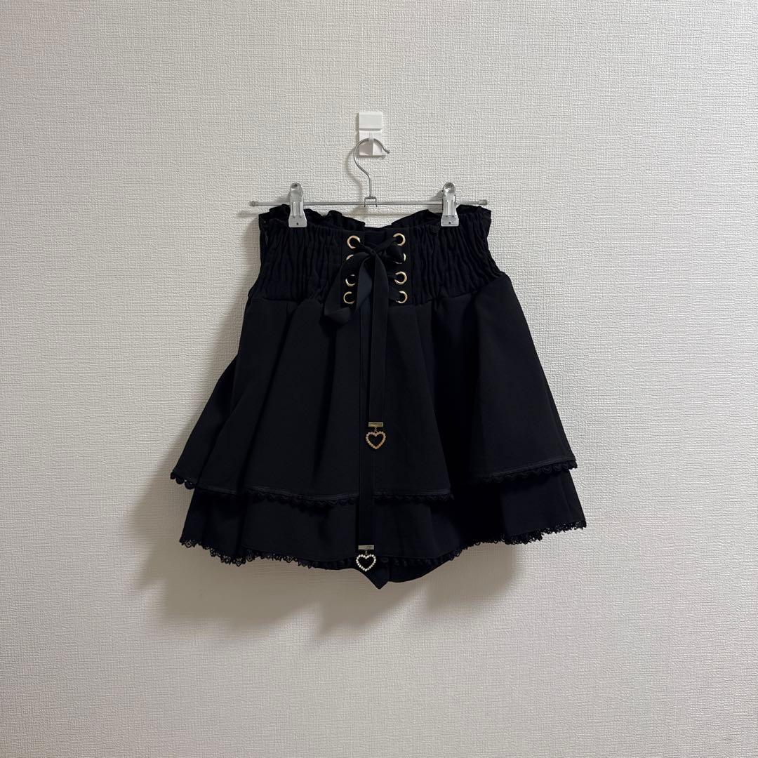 LIZLISA リズリサ　2連リボンベルトスカパン ブラック　黒