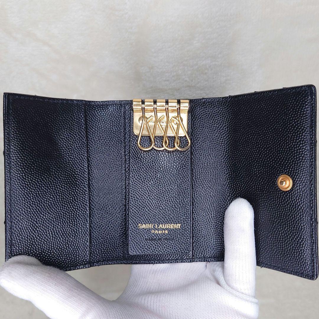 【極美品】サンローラン カサンドラ スリムキーケース 4連 YSLロゴ ブラック