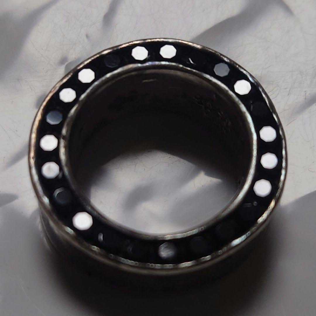 大きいサイズ⚫️シルバー ブラッククリスタル リング e.m.