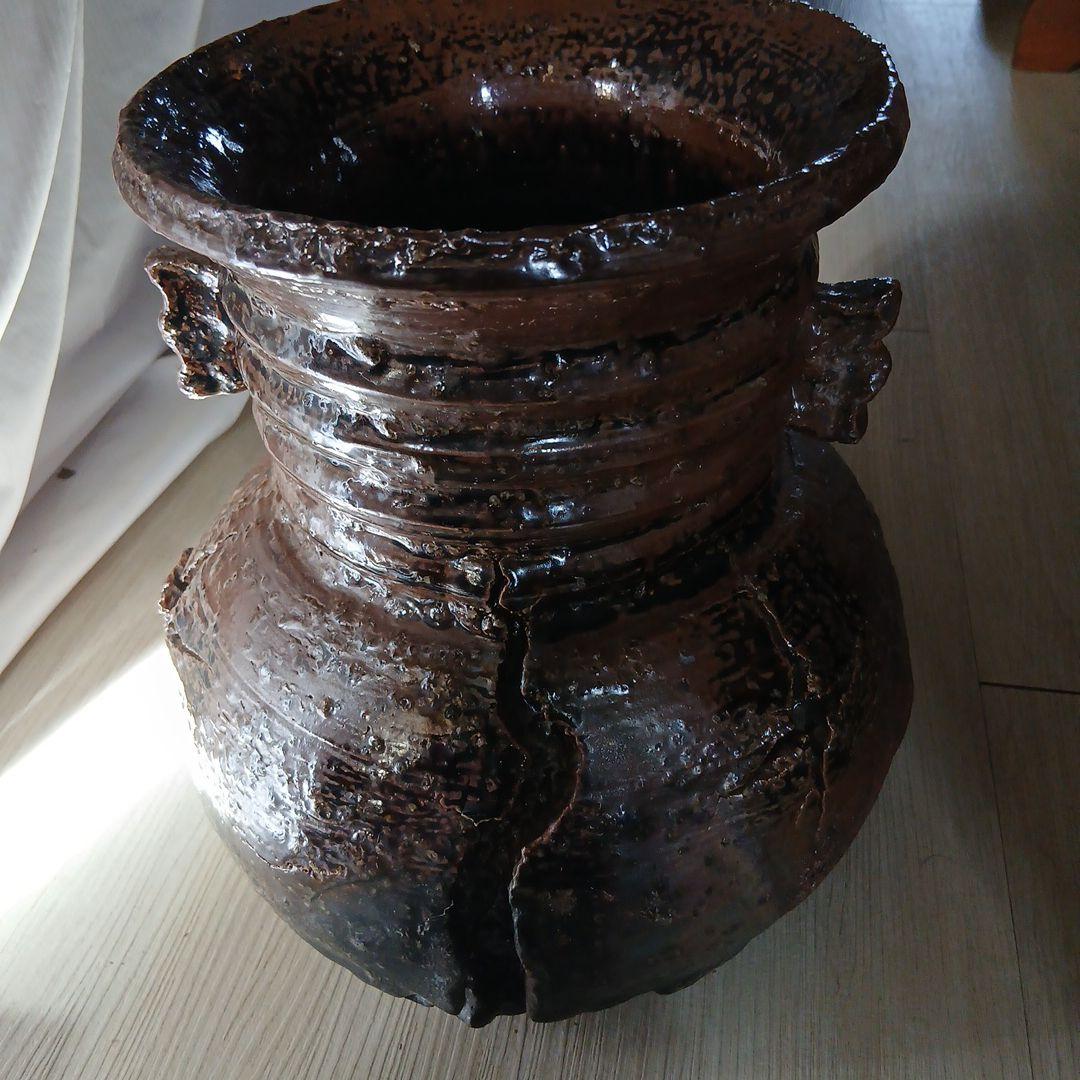 美品☆レトロ石倉焼 齋藤清祥作 石倉破袋☆希少