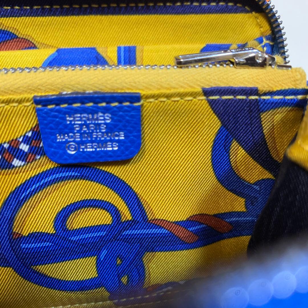 エルメス アザップ シルクイン コンパクト ブルー ヴォーエプソン D刻印